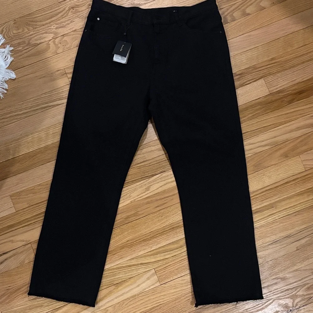 Massimo Dutti Men's Black Straight Leg Raw Hem Jeans, NWT - Picture 1 of 8